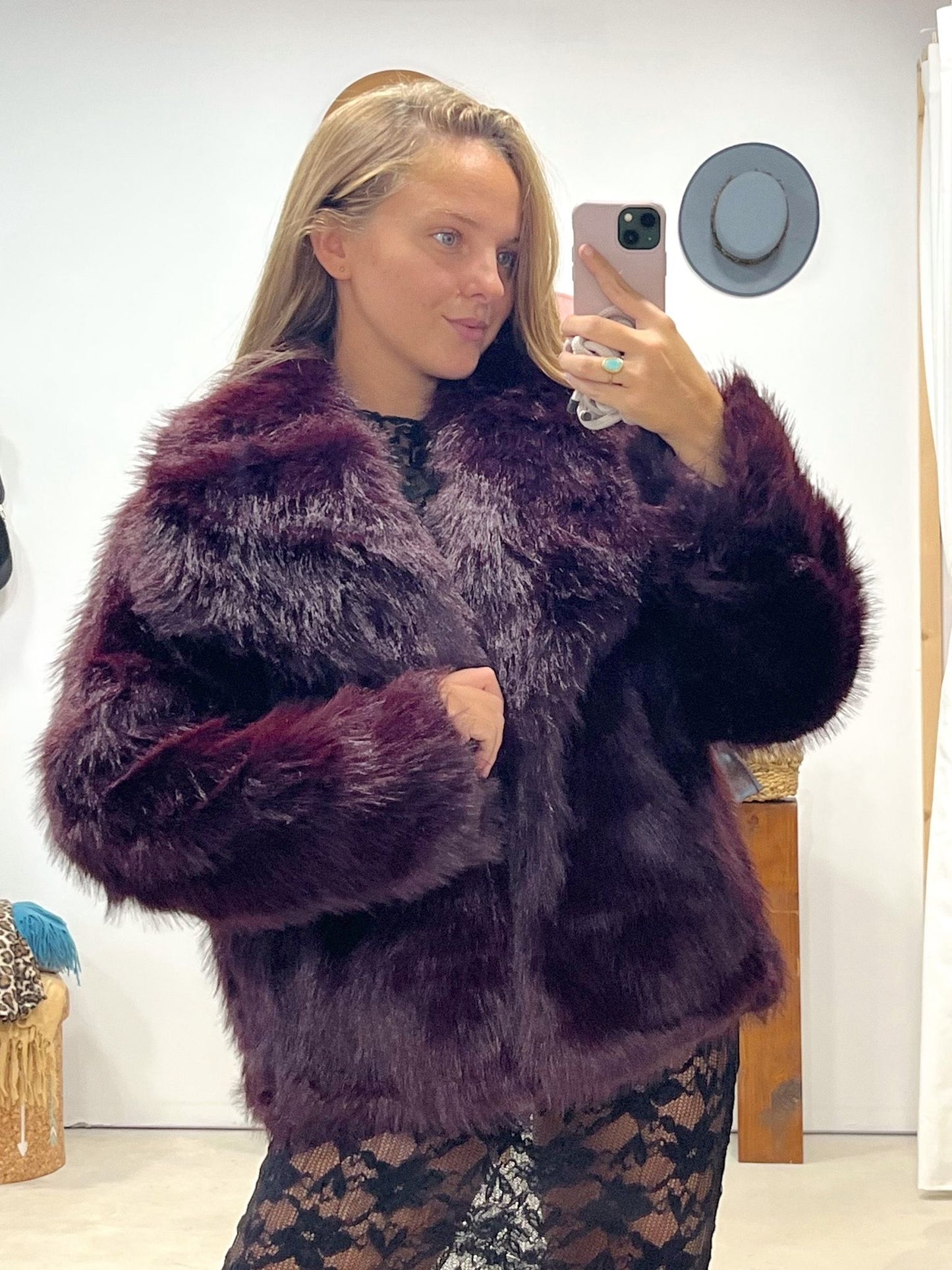 Chaqueta Pelo Burdeos