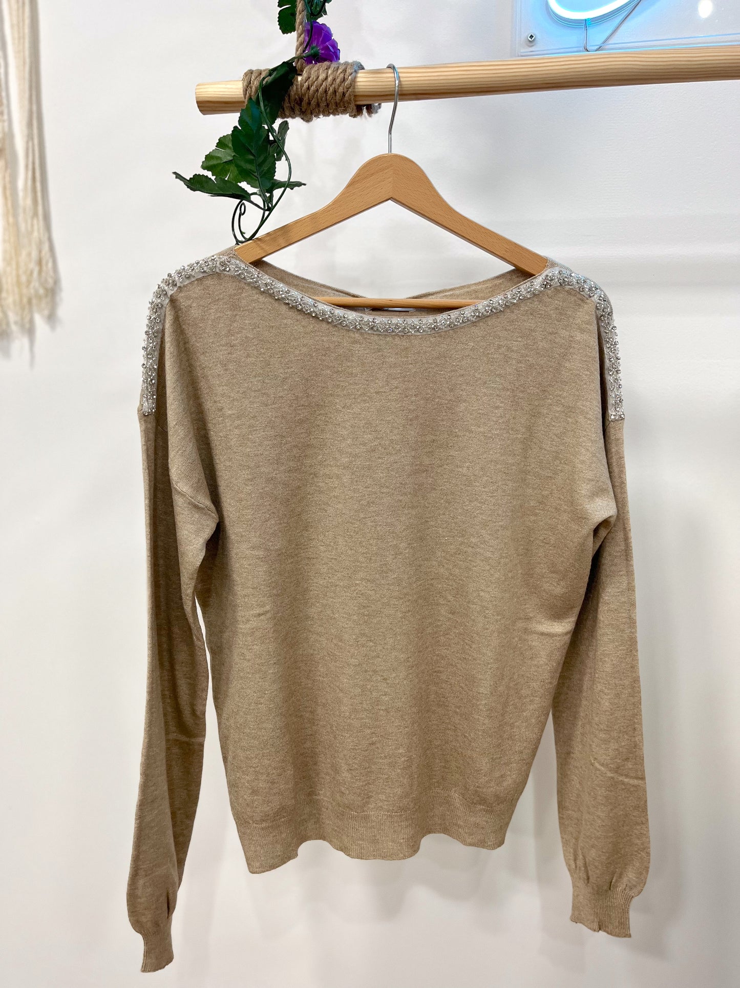 Jersey Detalle Brillo Beige