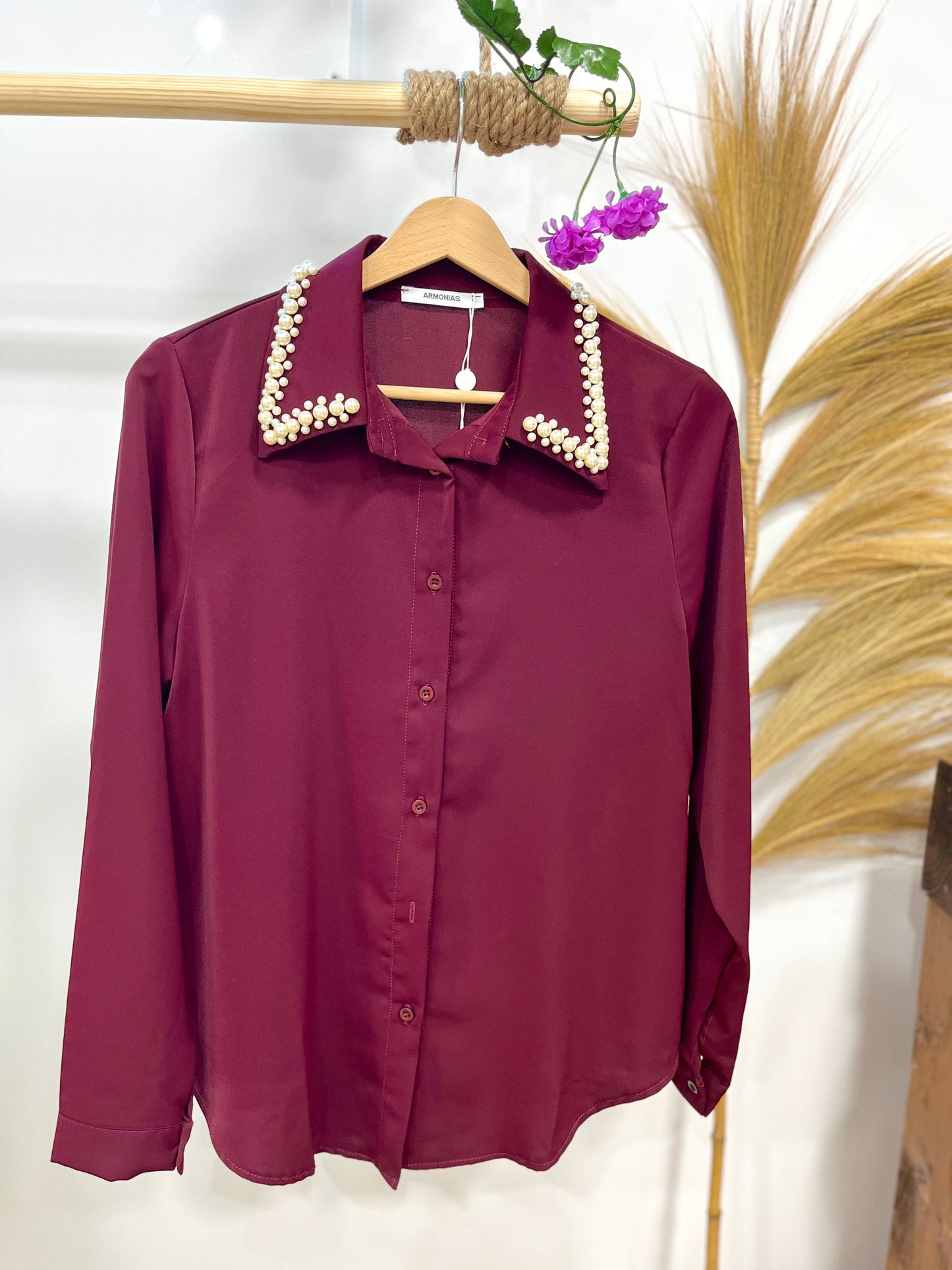 Camisa Burdeos Perlada