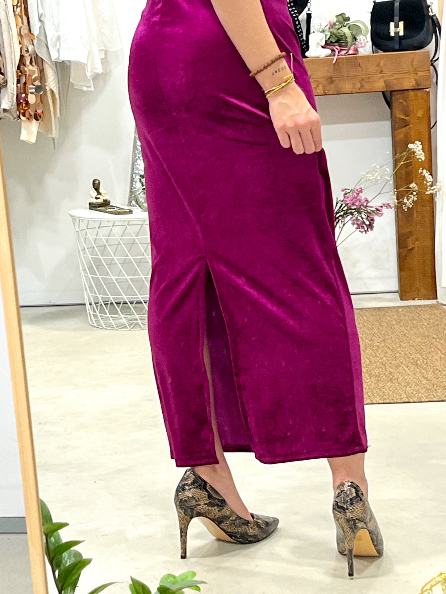 Vestido Terciopelo Fucsia