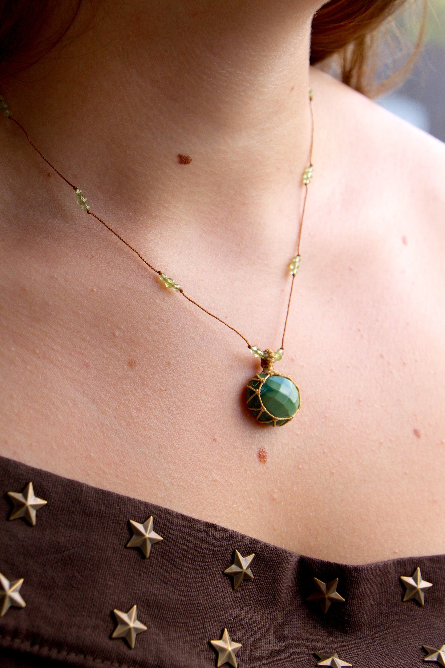 Colgante Ágata Verde Macramé