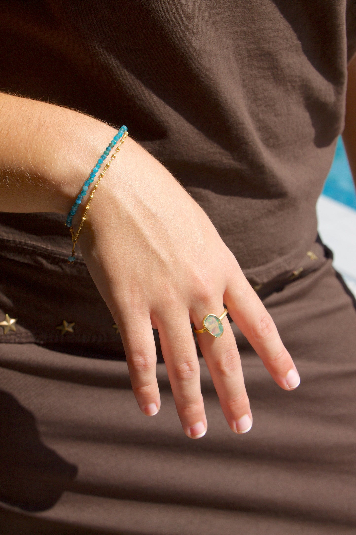 Doble Pulsera Blue Bañada en Oro