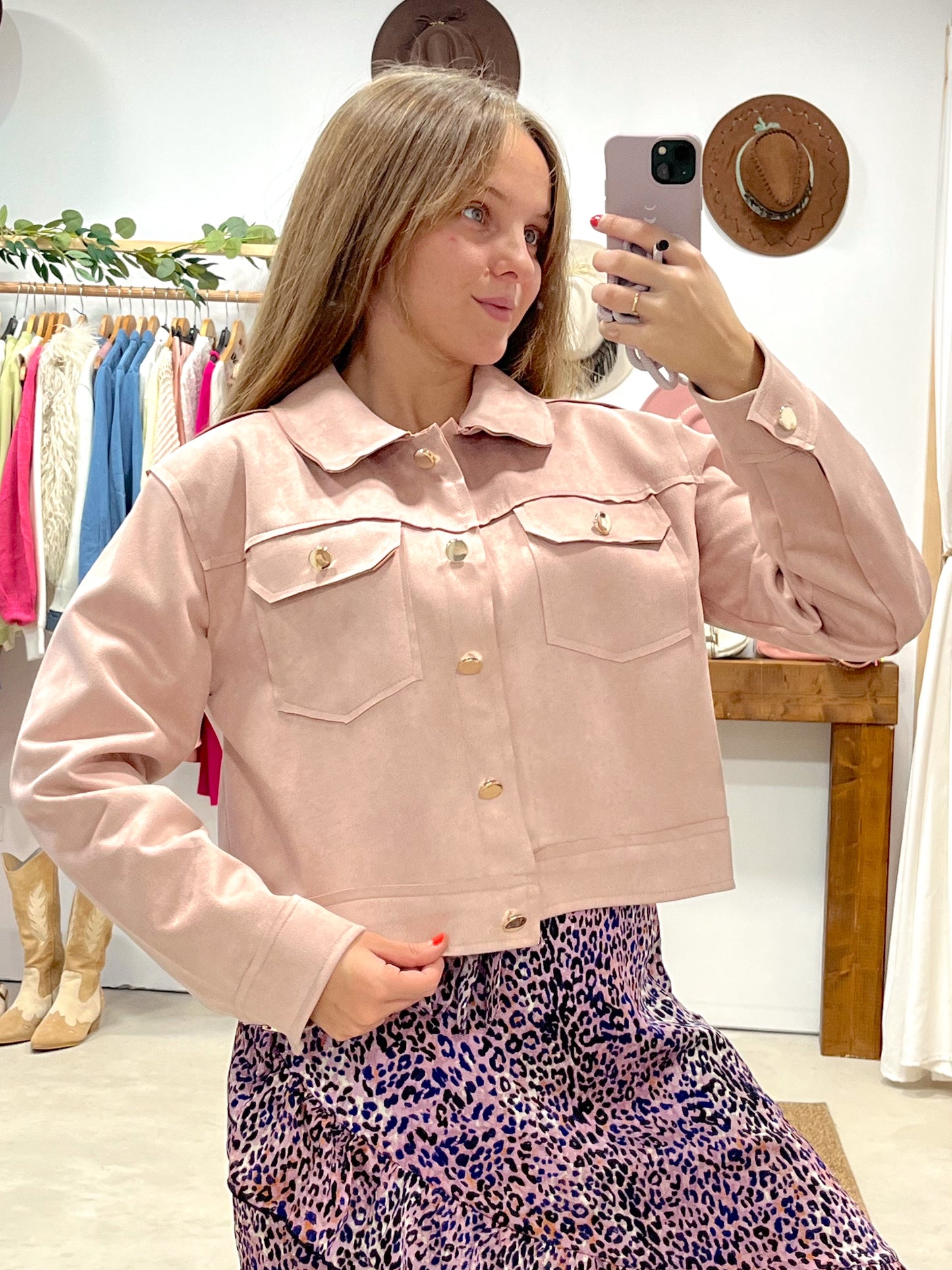 Chaqueta Antelina Rosa