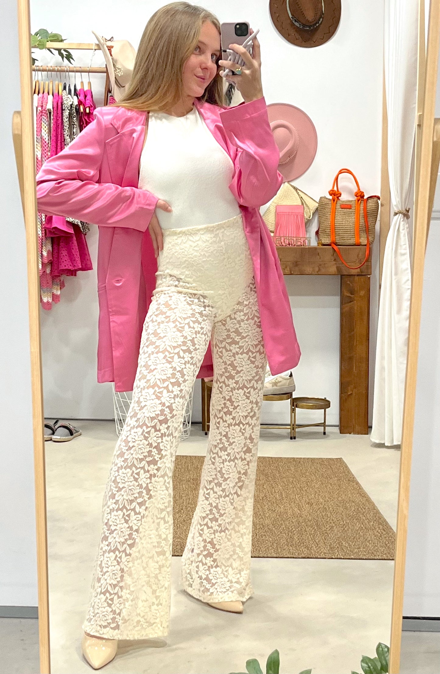 Pantalón Encaje Beige