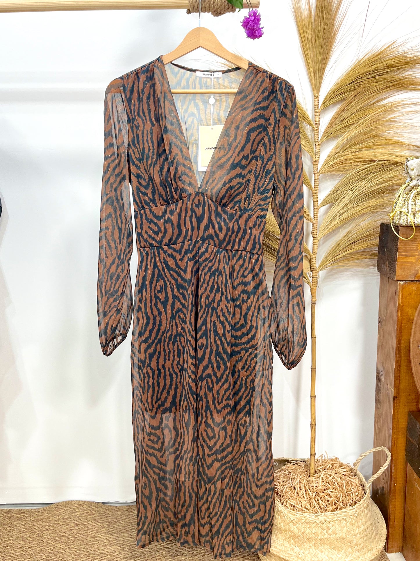 Vestido Gasa Brown