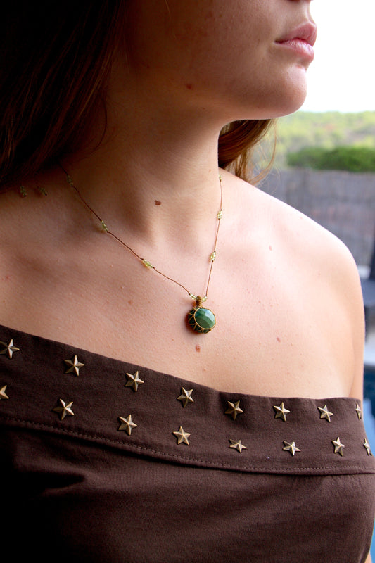 Colgante Ágata Verde Macramé