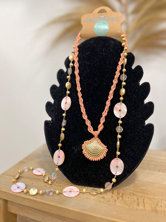 Doble collar Concha Coral