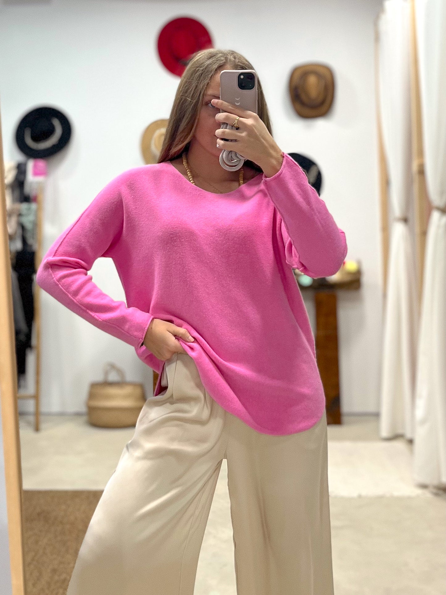 Jersey Rosa Punto Oversize