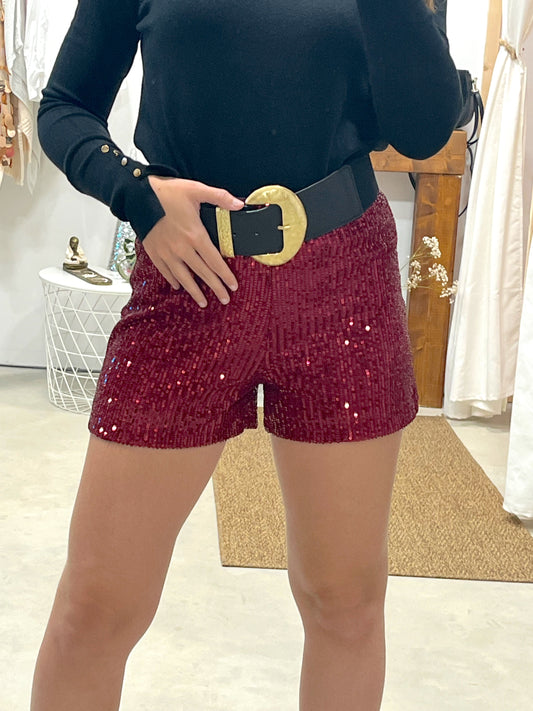 Short Red Lentejuela