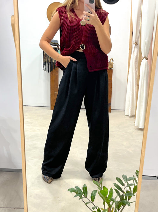 Pantalón Pinzas Black Palazzo