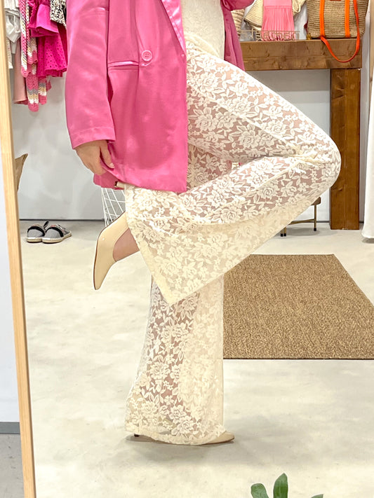 Pantalón Encaje Beige