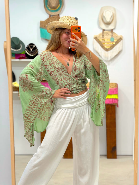 Blusa OM y Ganesha Verde