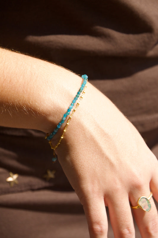 Doble Pulsera Blue Bañada en Oro