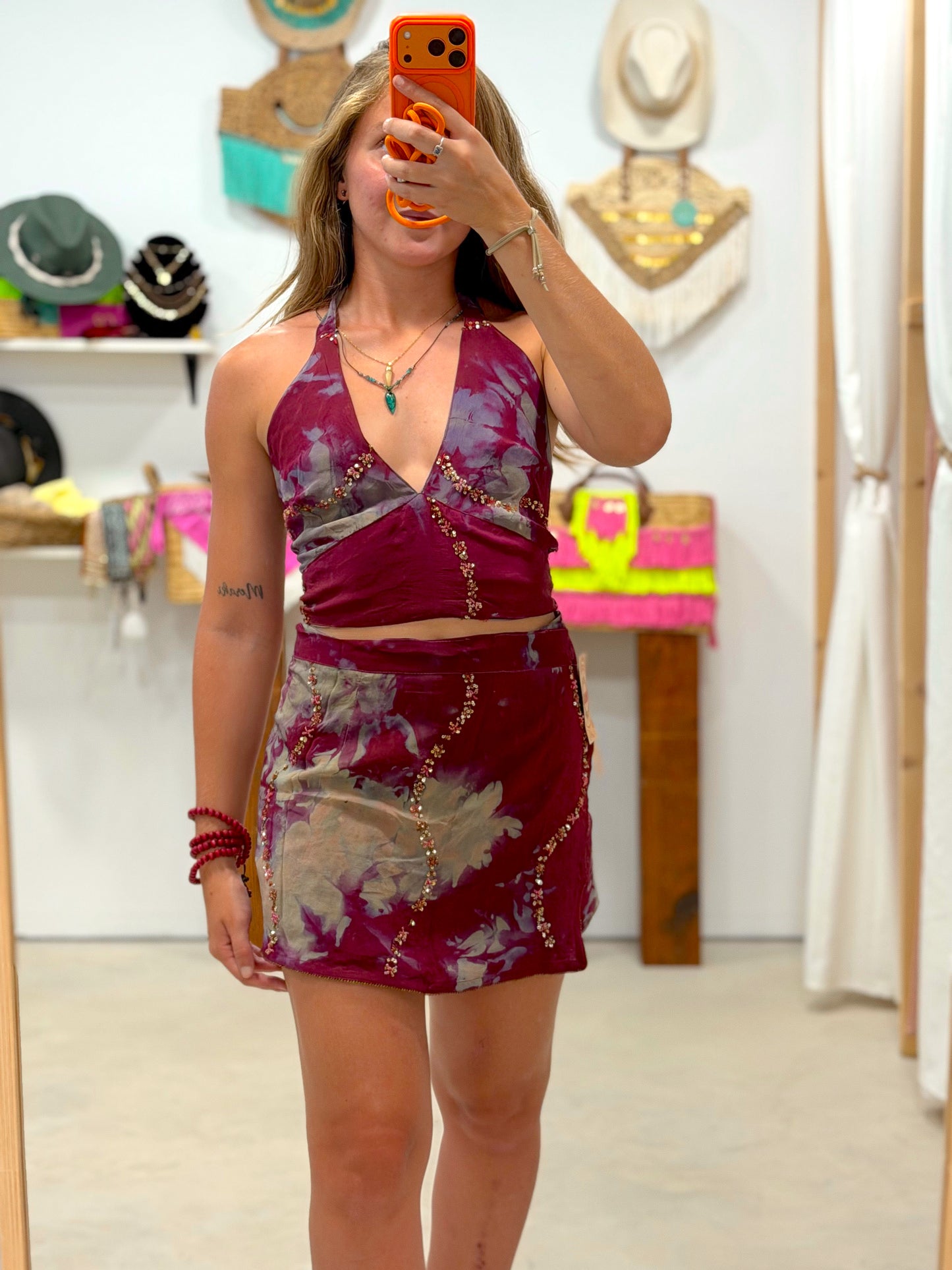 Falda Pareo Brillo Roja