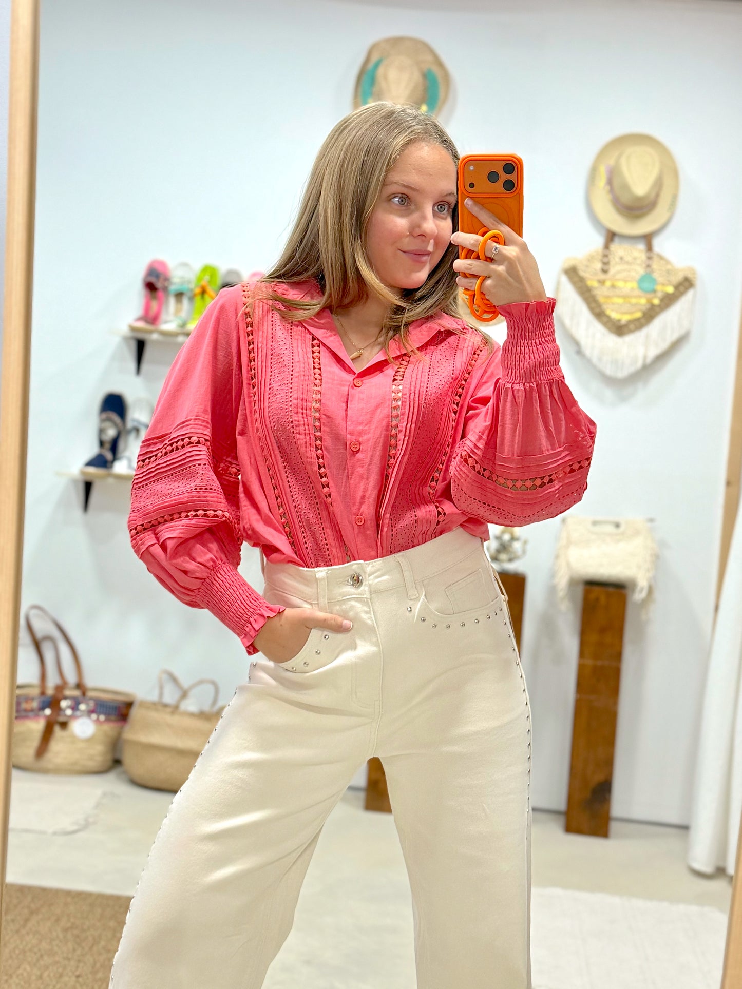 Camisa Coral Romance