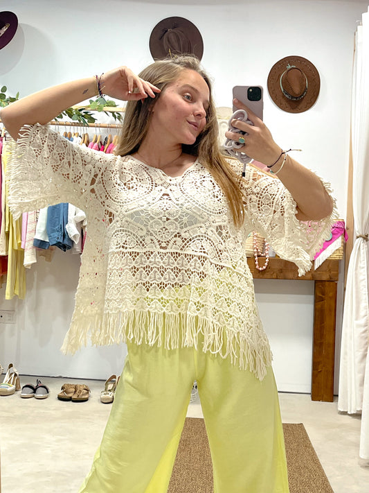 Blusa Crochet Beige