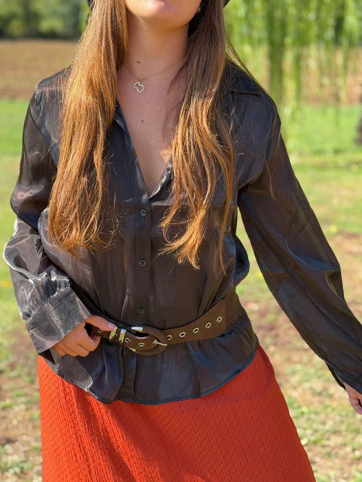 Camisa de Organza Negra