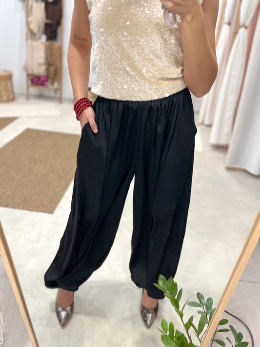 Pantalón Bombacho Satinado Black