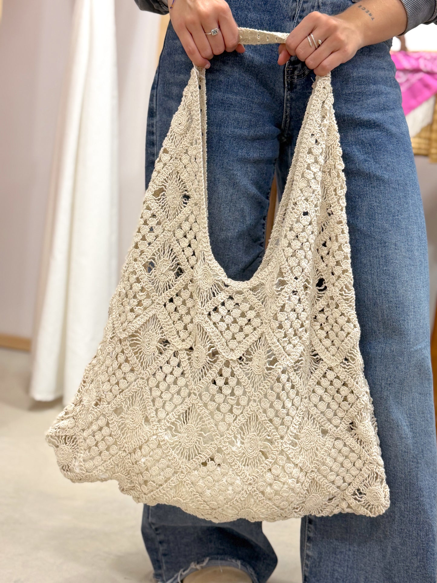 Bolso Crochet Beige