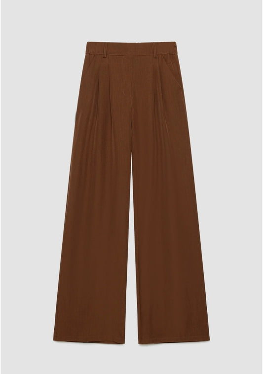 Pantalón Pinzas Palazzo Tabaco