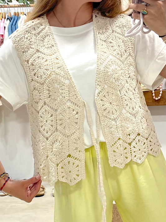 Chaleco Crochet Beige