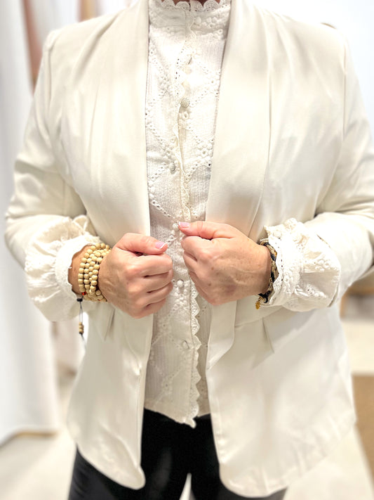 Blazer Beige Fruncida mujer