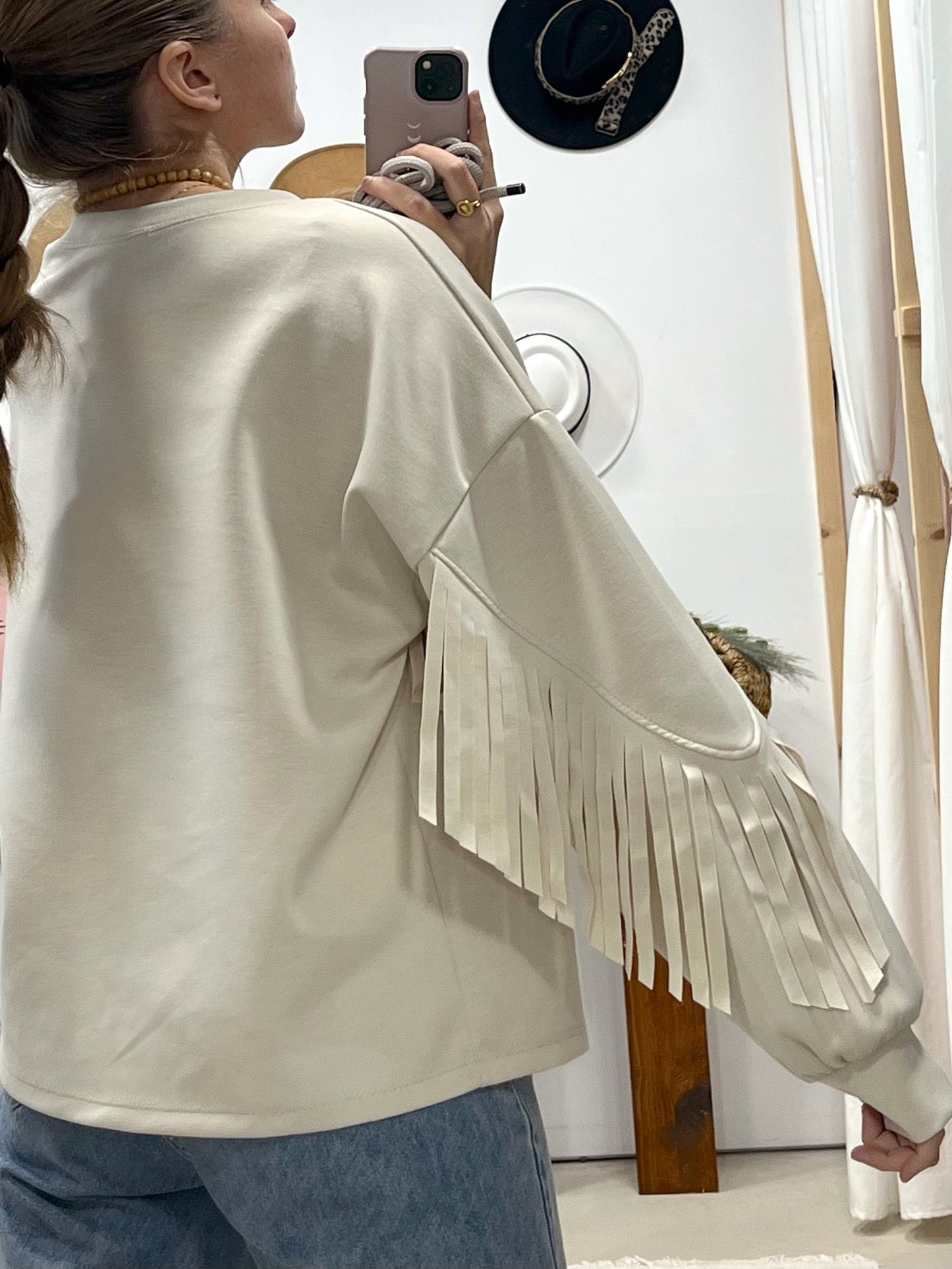 Sudadera Flecada Beige