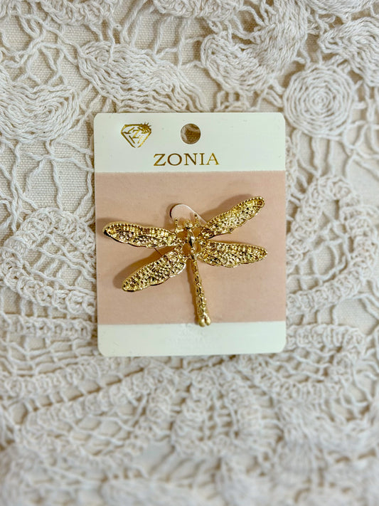 Broche libélula gold