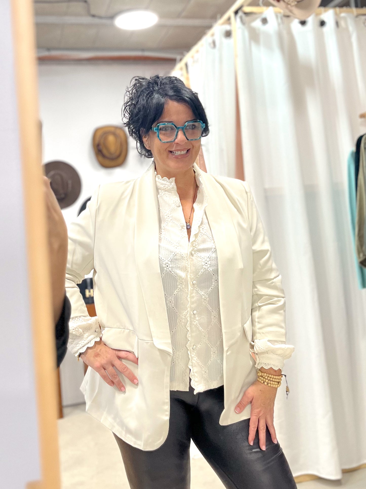 Blazer Beige Fruncida mujer