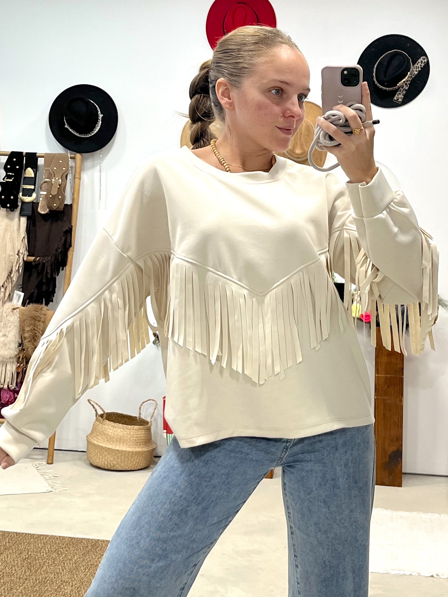 Sudadera Flecada Beige