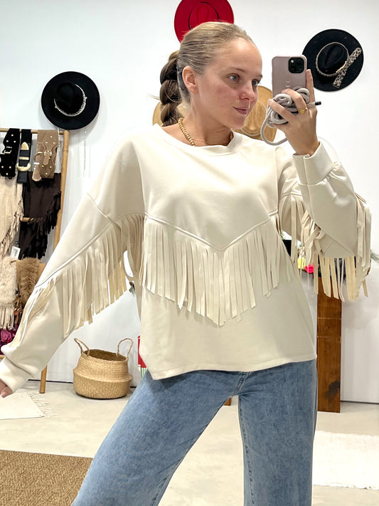Sudadera Flecada Beige