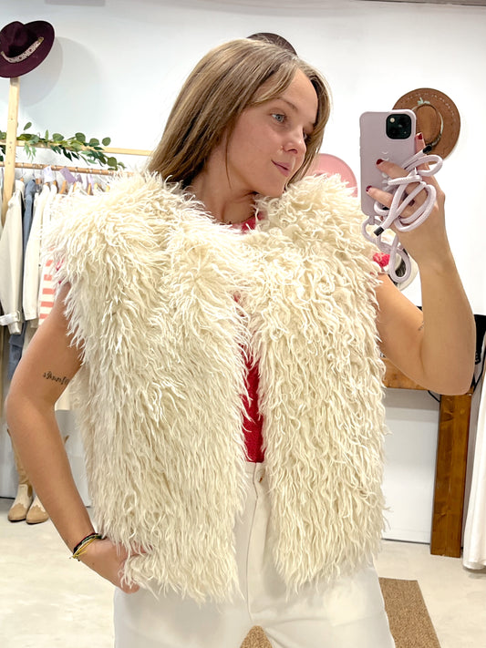 Chaleco Pelo Sintético Beige