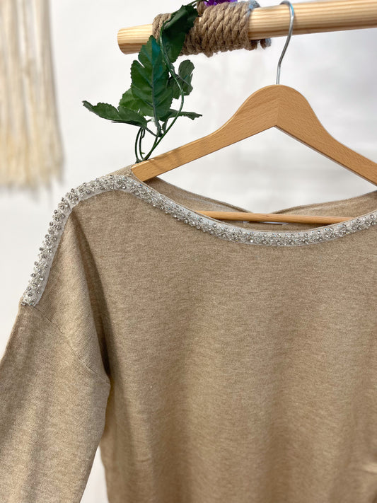 Jersey Detalle Brillo Beige