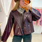Chaqueta Efecto Piel Burgundy