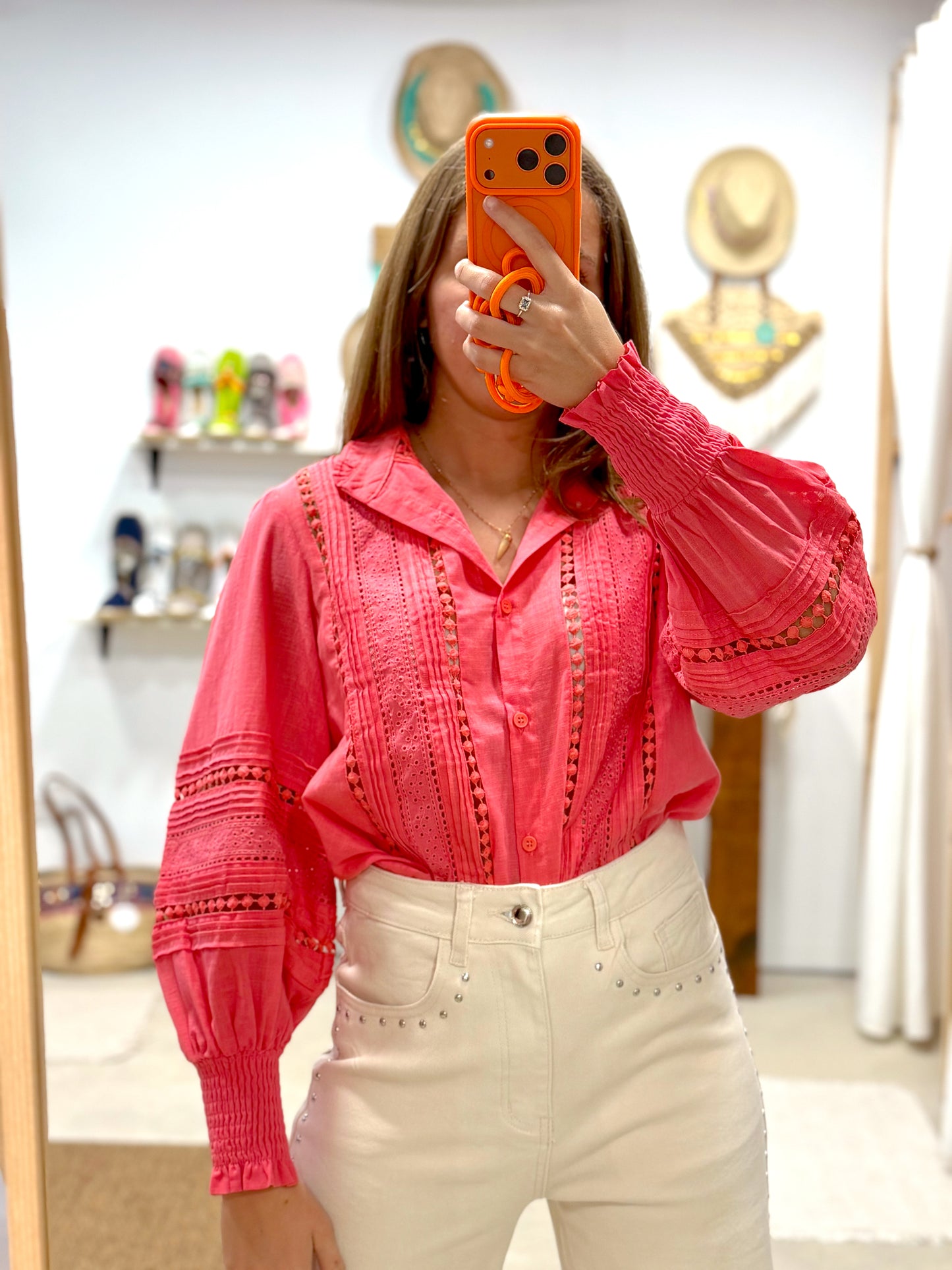 Camisa Coral Romance