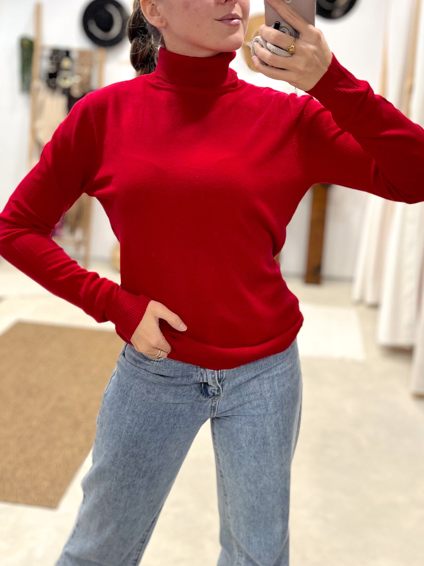 Jersey cuello vuelto rojo