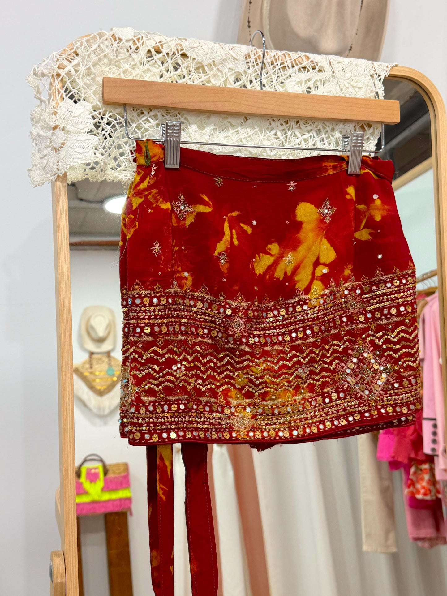 Falda Pareo Brillo Roja