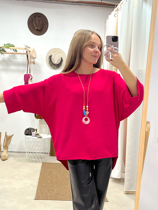 Camiseta Fucsia + collar