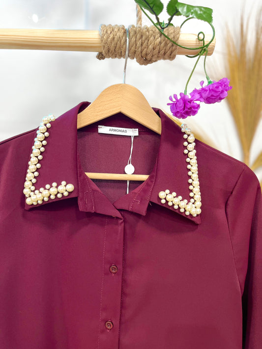 Camisa Burdeos Perlada