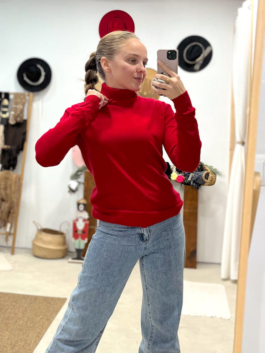 Jersey cuello vuelto rojo