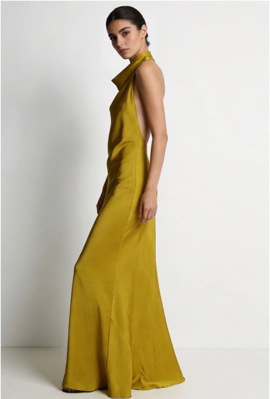 Vestido Mostaza Satinado