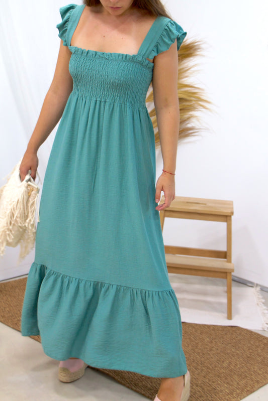 Vestido Aqua Volantes