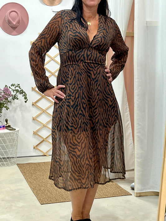 Vestido Gasa Brown