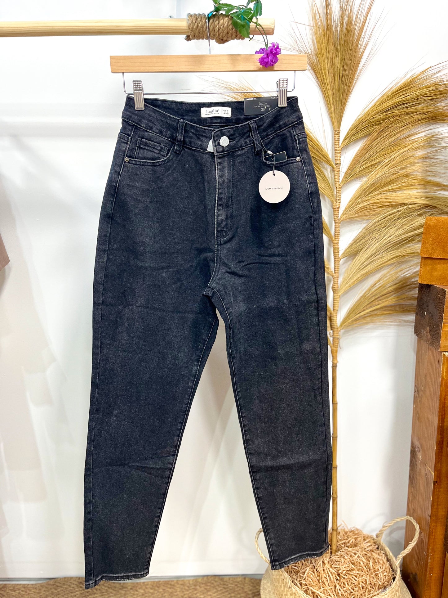 Jeans Mom Stretch Black